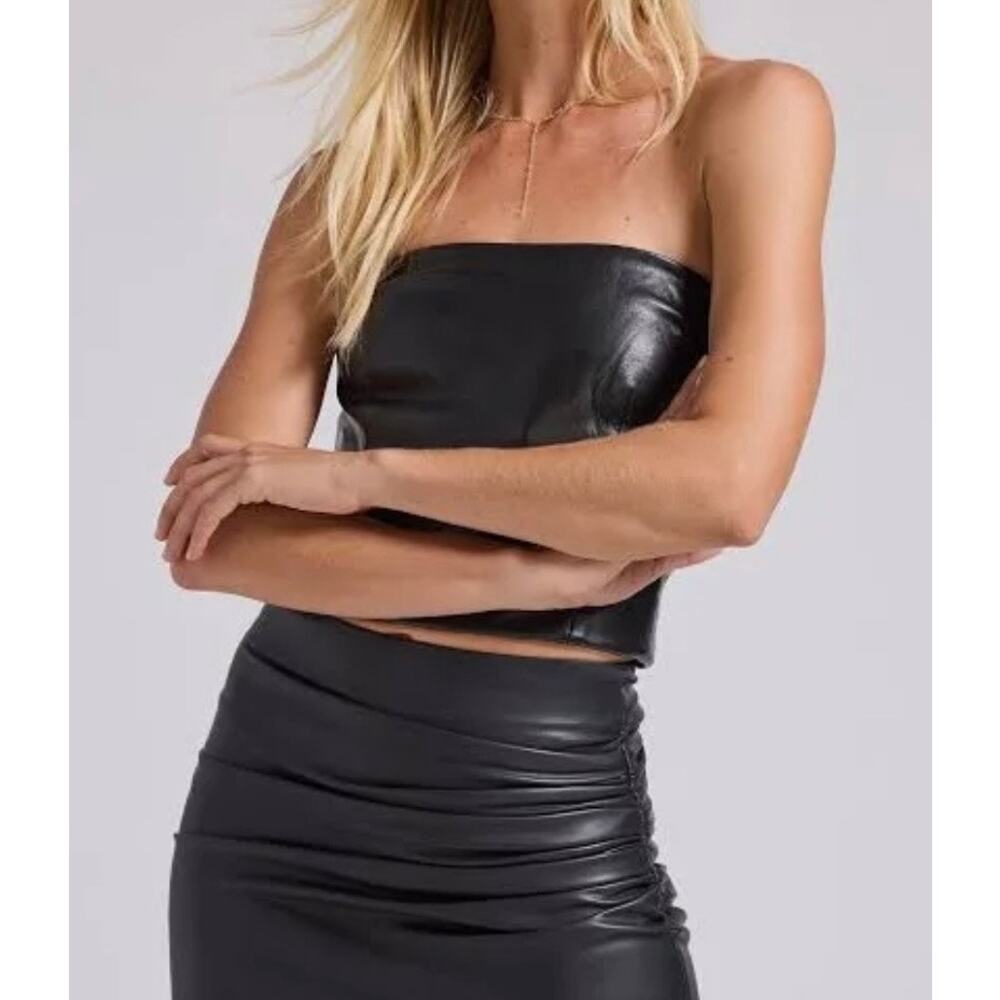 Generation Love Jacqueline Vegan Leather Top Black size XXS